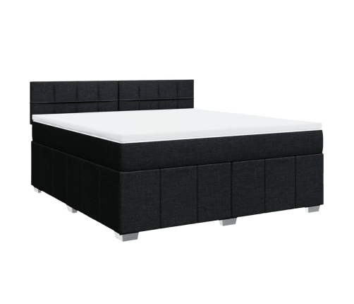 Cama box spring con colchón tela negro 180x200 cm