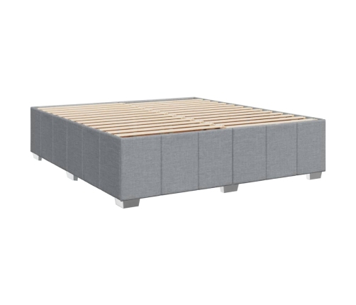 Cama box spring con colchón tela gris claro 180x200 cm