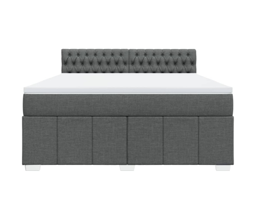 Cama box spring con colchón tela gris oscuro 180x200 cm