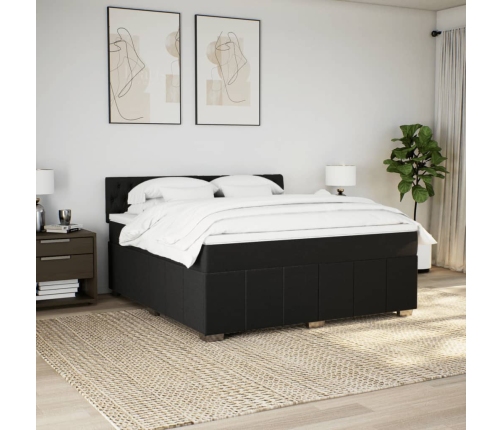 Cama box spring con colchón tela negro 180x200 cm