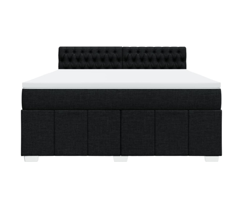 Cama box spring con colchón tela negro 180x200 cm