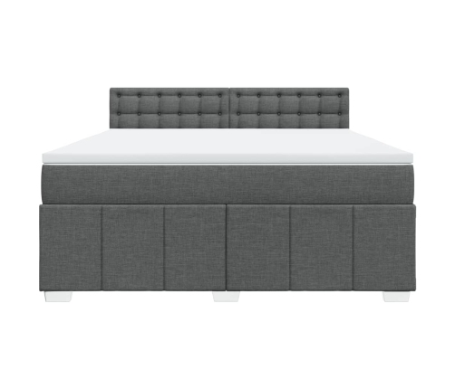 Cama box spring con colchón tela gris oscuro 180x200 cm