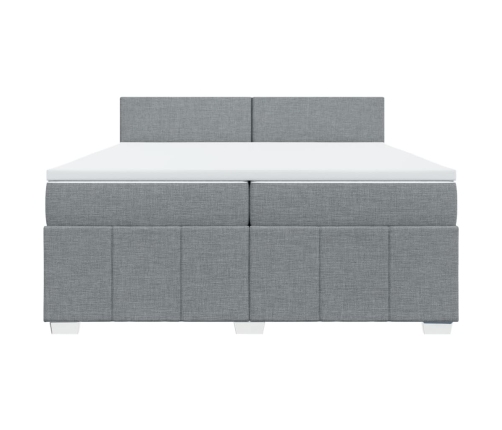 Cama box spring con colchón tela gris claro 200x200 cm