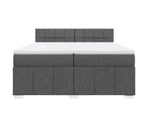 Cama box spring con colchón tela gris oscuro 200x200 cm