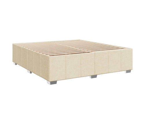 Cama box spring con colchón tela color crema 200x200 cm