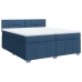 Cama box spring con colchón tela azul 200x200 cm