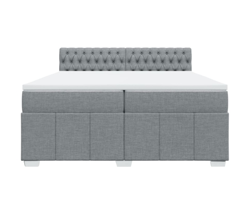 Cama box spring con colchón tela gris claro 200x200 cm