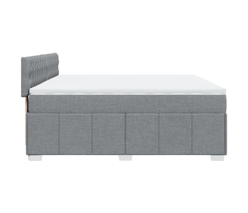 Cama box spring con colchón tela gris claro 200x200 cm