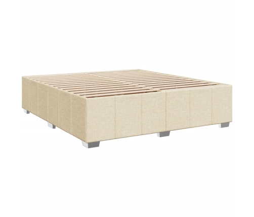 Cama box spring con colchón tela color crema 200x200 cm