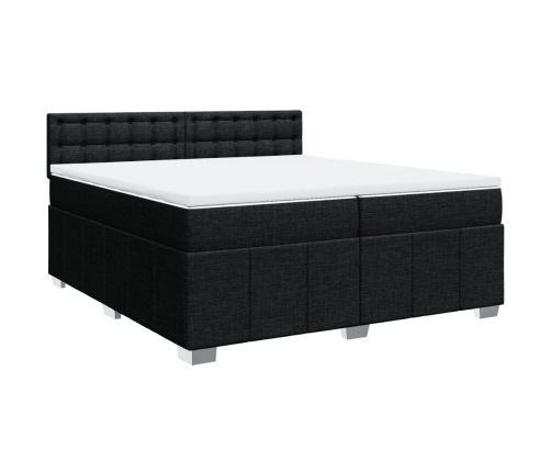 Cama box spring con colchón tela negro 200x200 cm