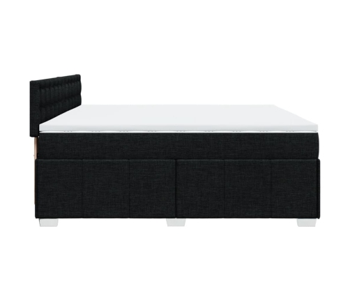 Cama box spring con colchón tela negro 200x200 cm