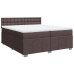 Cama box spring con colchón tela marrón oscuro 200x200 cm