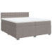 Cama box spring con colchón tela gris taupe 200x200 cm