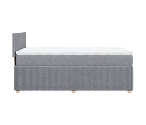 Cama box spring con colchón tela gris claro 80x200 cm