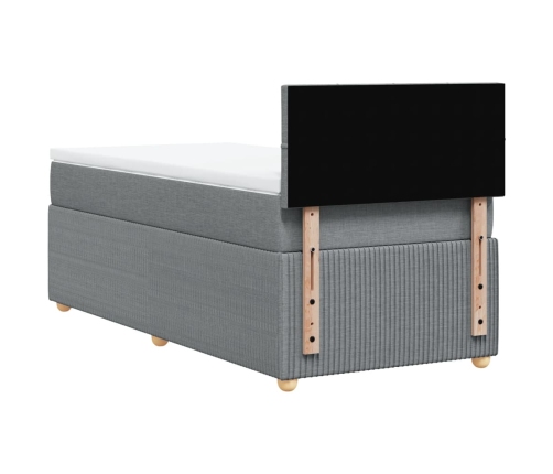 Cama box spring con colchón tela gris claro 80x200 cm