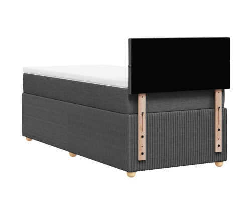 Cama box spring con colchón tela gris oscuro 80x200 cm