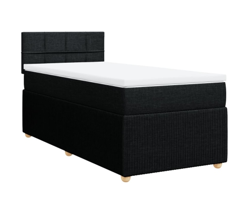 Cama box spring con colchón tela negro 80x200 cm