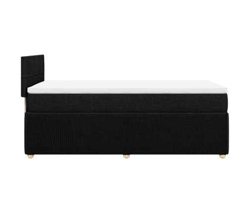 Cama box spring con colchón tela negro 80x200 cm