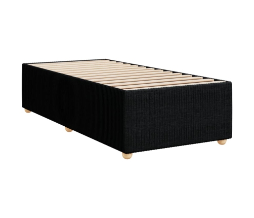 Cama box spring con colchón tela negro 80x200 cm