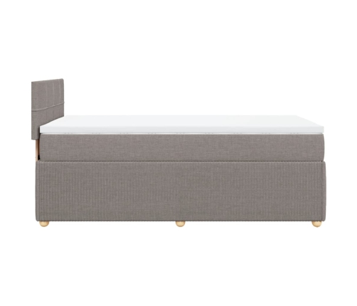 Cama box spring con colchón tela gris taupe 80x200 cm