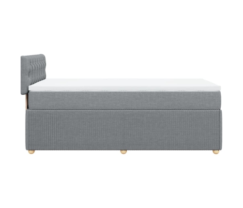 Cama box spring con colchón tela gris claro 80x200 cm