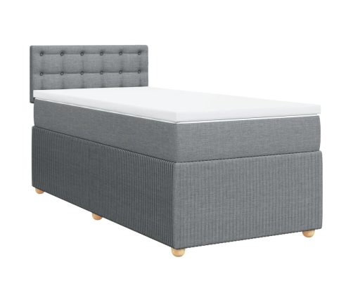 Cama box spring con colchón tela gris claro 80x200 cm