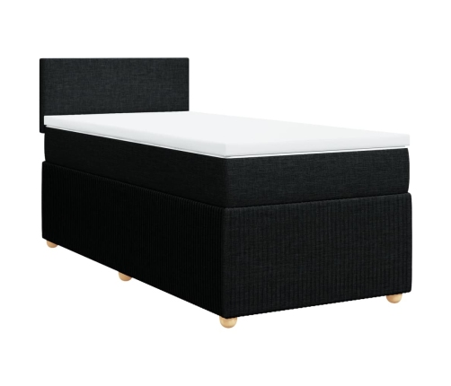 Cama box spring con colchón tela negro 90x190 cm