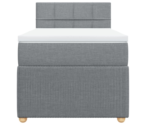 Cama box spring con colchón tela gris claro 90x190 cm