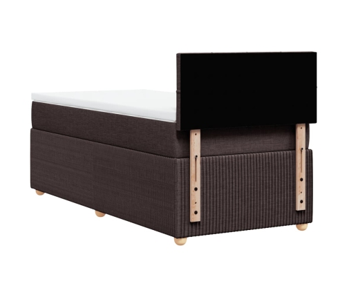 Cama box spring con colchón tela marrón oscuro 90x190 cm