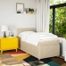 Cama box spring con colchón tela color crema 90x190 cm