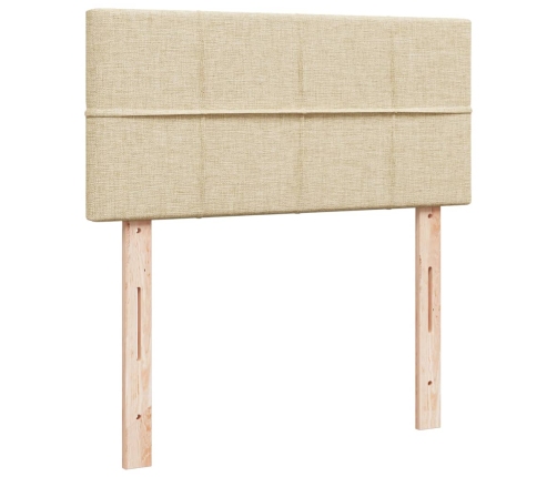Cama box spring con colchón tela color crema 90x190 cm