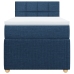 Cama box spring con colchón tela azul 90x190 cm