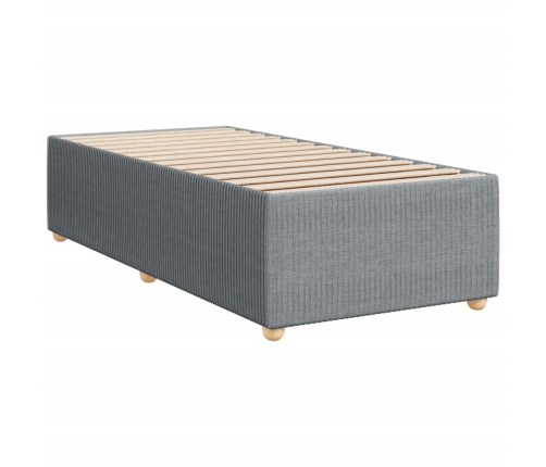 Cama box spring con colchón tela gris claro 90x190 cm