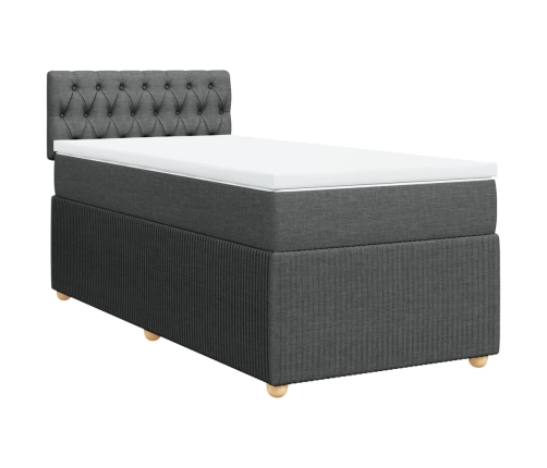 Cama box spring con colchón tela gris oscuro 90x190 cm