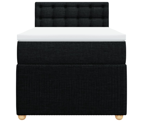 Cama box spring con colchón tela negro 90x190 cm