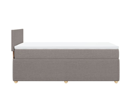 Cama box spring con colchón tela gris taupe 90x200 cm