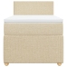 Cama box spring con colchón tela color crema 90x200 cm