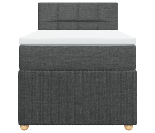 Cama box spring con colchón tela gris oscuro 90x200 cm
