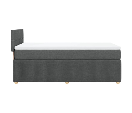 Cama box spring con colchón tela gris oscuro 90x200 cm