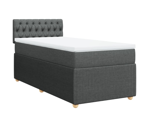 Cama box spring con colchón tela gris oscuro 90x200 cm