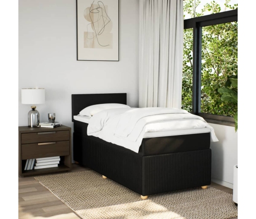 Cama box spring con colchón tela negro 100x200 cm