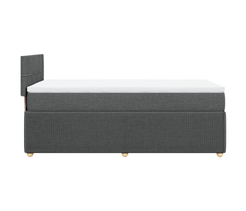 Cama box spring con colchón tela gris oscuro 100x200 cm