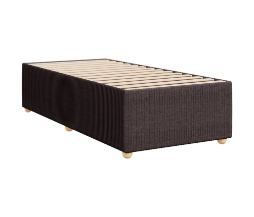 Cama box spring con colchón tela marrón oscuro 100x200 cm