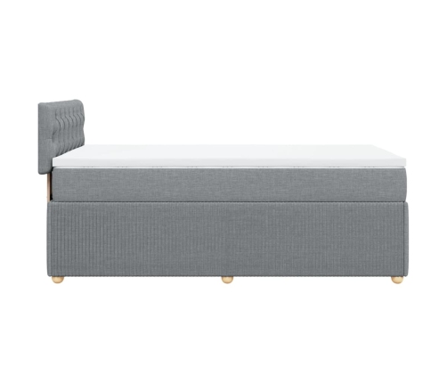 Cama box spring con colchón tela gris claro 100x200 cm