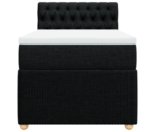 Cama box spring con colchón tela negro 100x200 cm