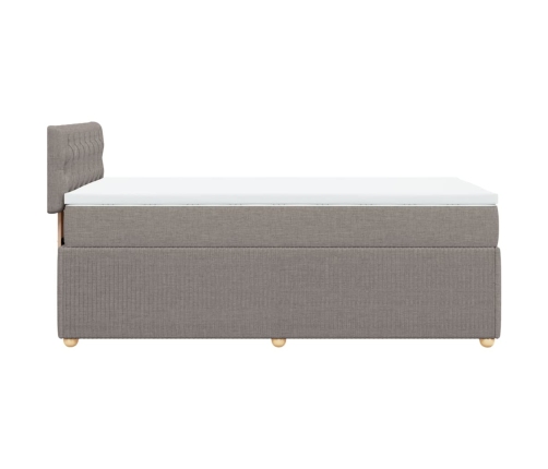 Cama box spring con colchón tela gris taupe 100x200 cm