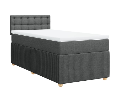 Cama box spring con colchón tela gris oscuro 100x200 cm