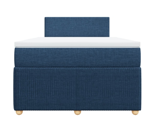 Cama box spring con colchón tela azul 120x190 cm