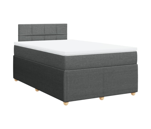 Cama box spring con colchón tela gris oscuro 120x190 cm