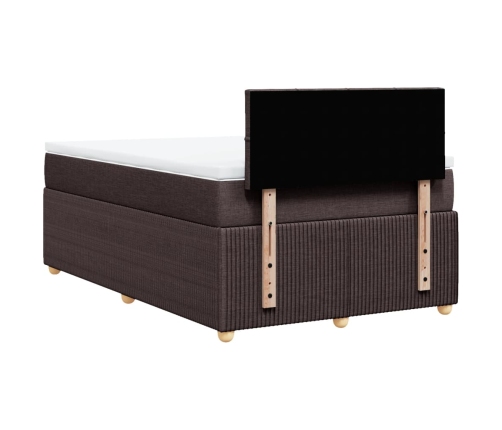 Cama box spring con colchón tela marrón oscuro 120x190 cm